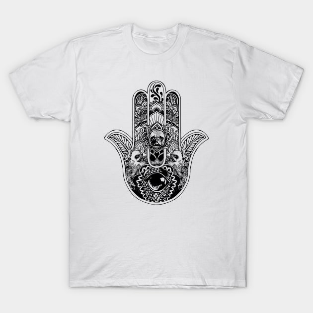 Hamsa Hand French Bulldog T-Shirt by huebucket